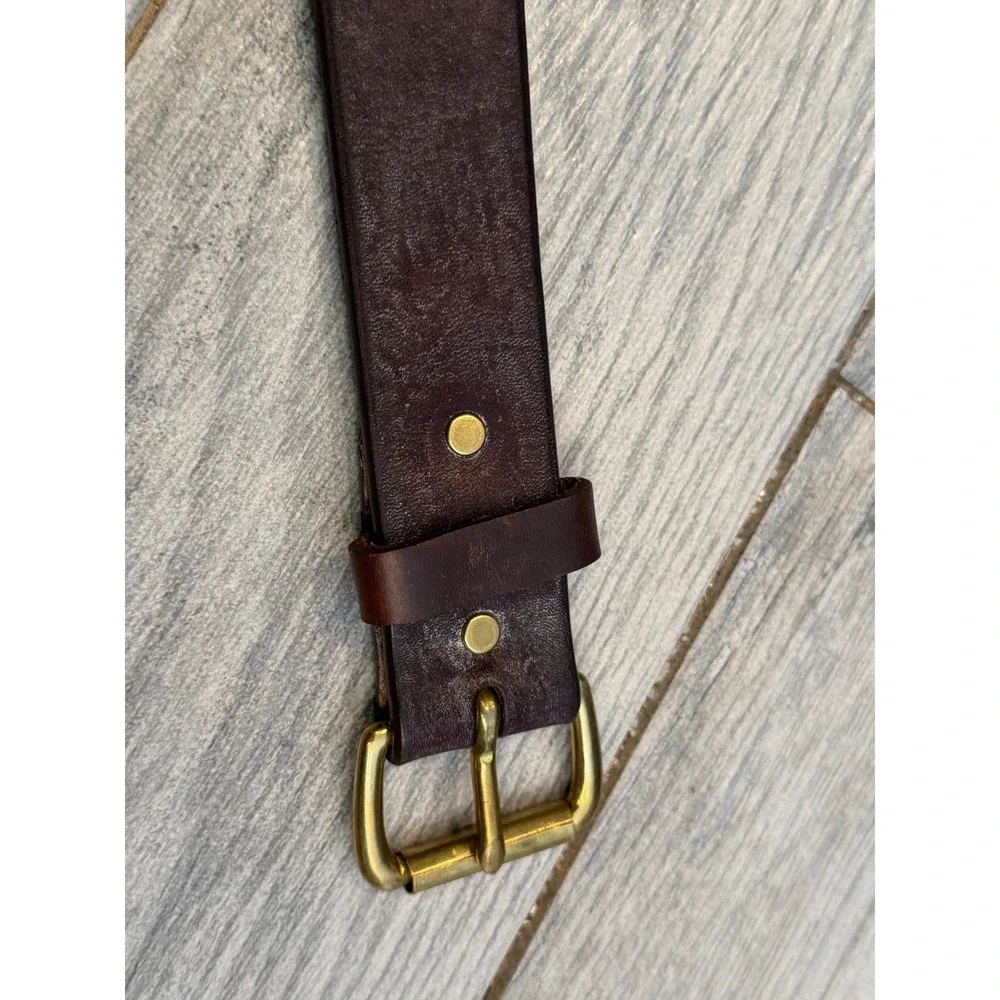 Circle Y of Yoakum Genuine Leather Belt size 30 Brown Buckle USA Mens Western